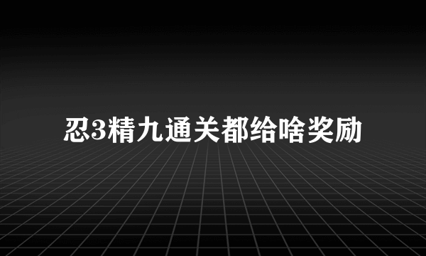 忍3精九通关都给啥奖励