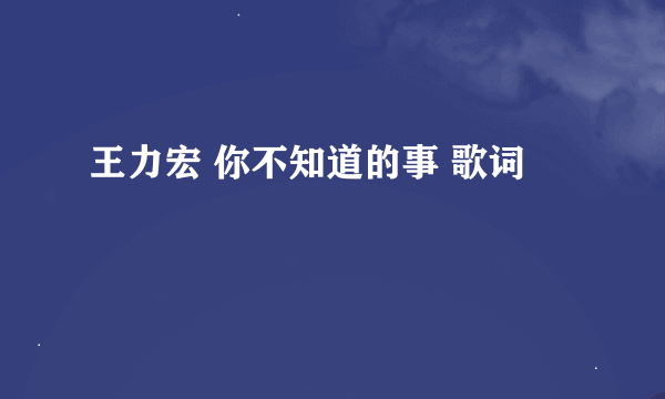 王力宏 你不知道的事 歌词