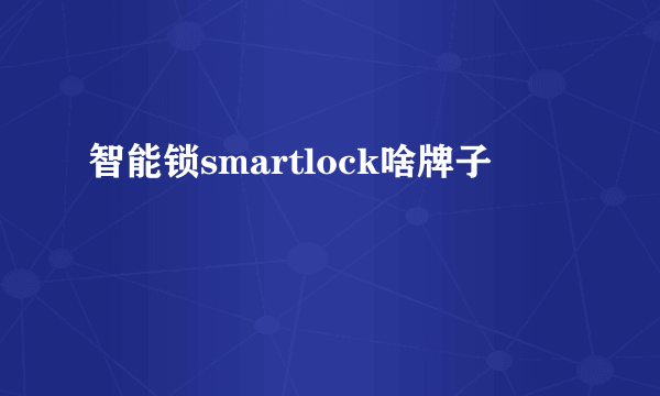 智能锁smartlock啥牌子