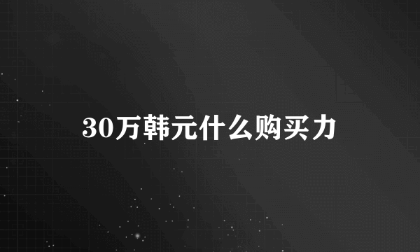 30万韩元什么购买力