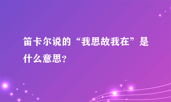 笛卡尔说的“我思故我在”是什么意思？