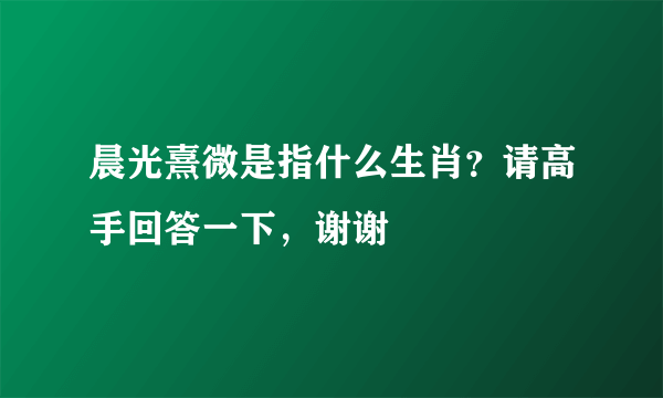 晨光熹微是指什么生肖？请高手回答一下，谢谢