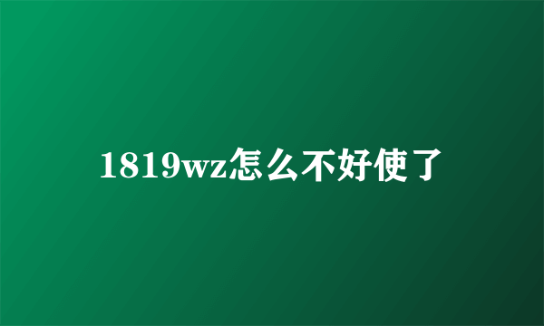 1819wz怎么不好使了