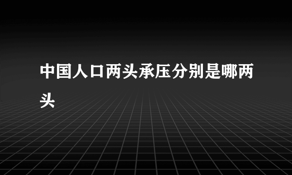 中国人口两头承压分别是哪两头