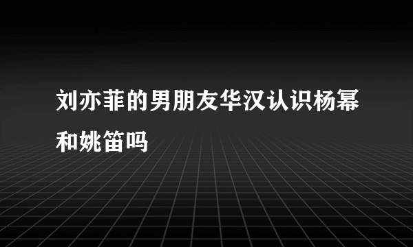 刘亦菲的男朋友华汉认识杨幂和姚笛吗