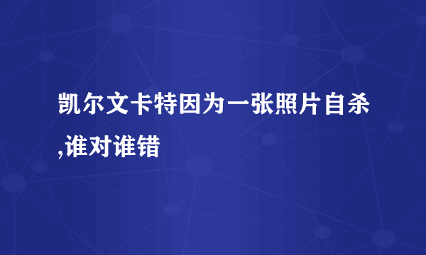 凯尔文卡特因为一张照片自杀,谁对谁错