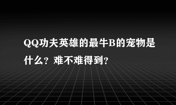 QQ功夫英雄的最牛B的宠物是什么？难不难得到？