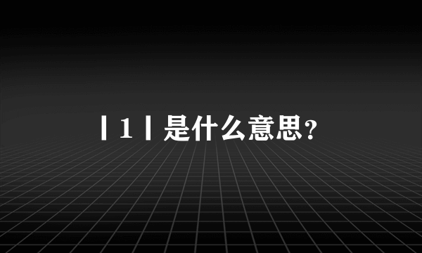 丨1丨是什么意思？