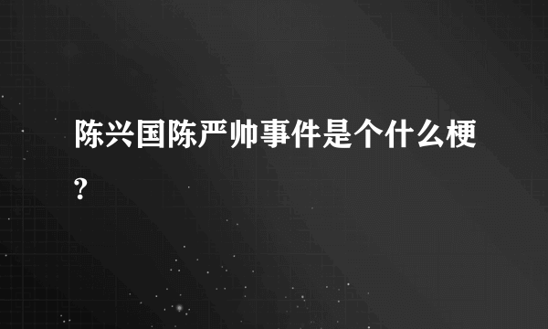 陈兴国陈严帅事件是个什么梗?