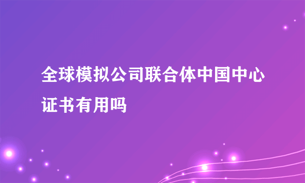 全球模拟公司联合体中国中心证书有用吗