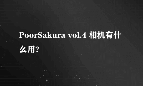 PoorSakura vol.4 相机有什么用?