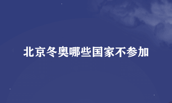 北京冬奥哪些国家不参加