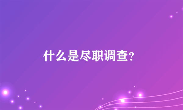 什么是尽职调查？