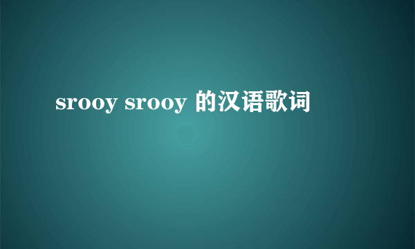 srooy srooy 的汉语歌词