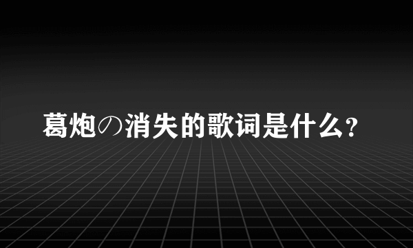 葛炮の消失的歌词是什么？