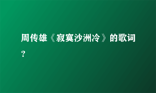 周传雄《寂寞沙洲冷》的歌词？