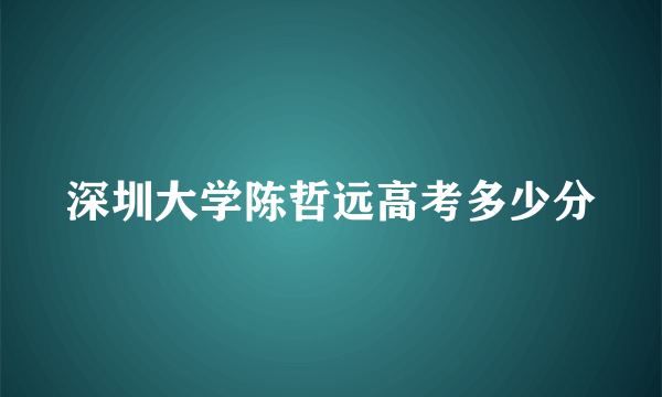 深圳大学陈哲远高考多少分