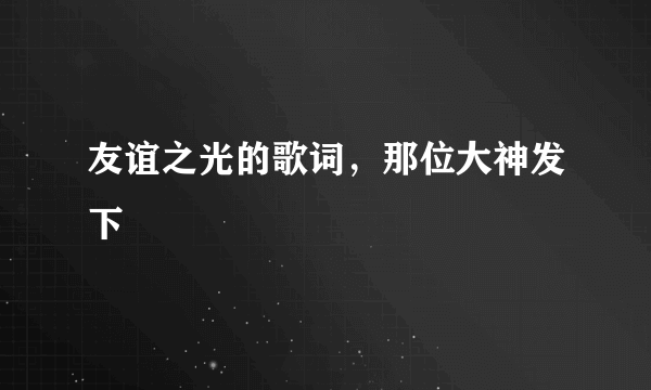 友谊之光的歌词，那位大神发下