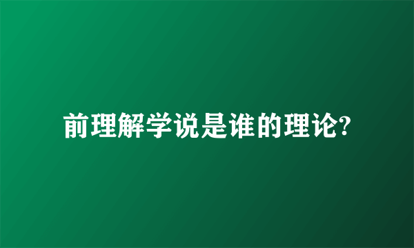 前理解学说是谁的理论?