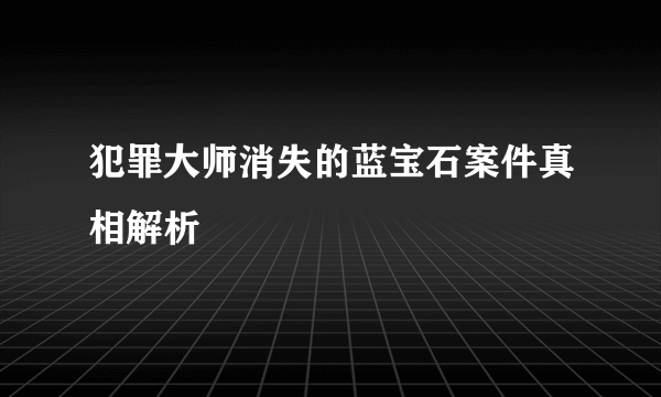 犯罪大师消失的蓝宝石案件真相解析