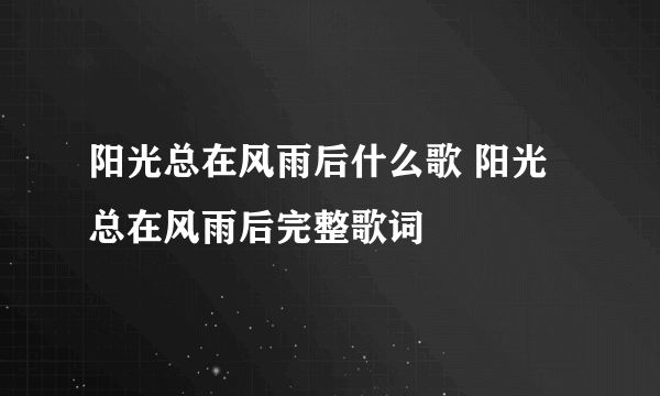 阳光总在风雨后什么歌 阳光总在风雨后完整歌词