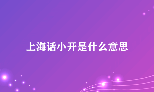 上海话小开是什么意思