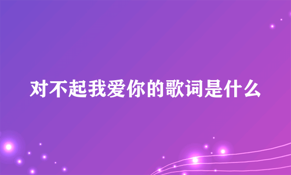 对不起我爱你的歌词是什么