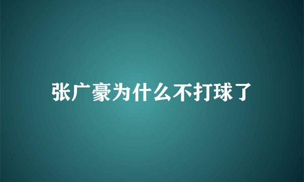 张广豪为什么不打球了