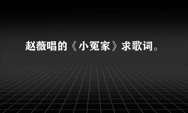 赵薇唱的《小冤家》求歌词。