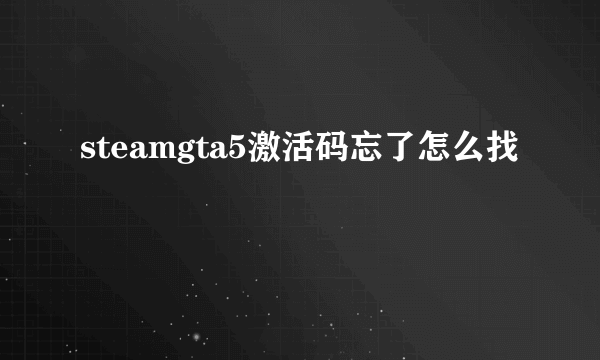 steamgta5激活码忘了怎么找