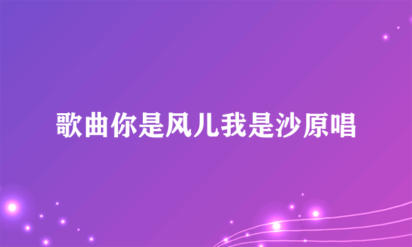 歌曲你是风儿我是沙原唱