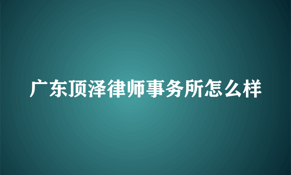 广东顶泽律师事务所怎么样