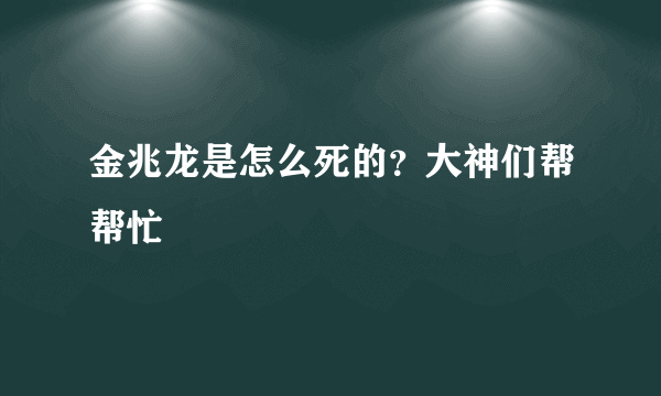 金兆龙是怎么死的？大神们帮帮忙