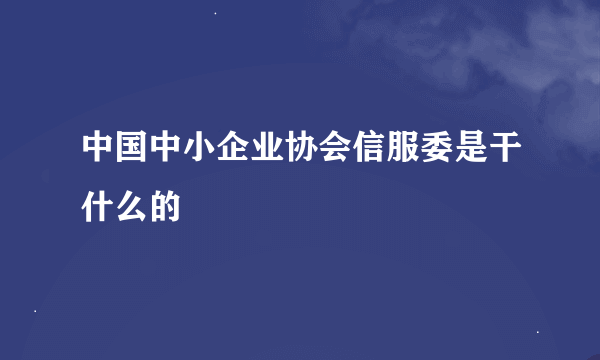 中国中小企业协会信服委是干什么的