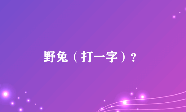 野兔（打一字）？