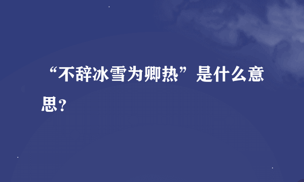 “不辞冰雪为卿热”是什么意思？