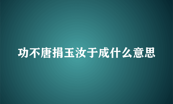 功不唐捐玉汝于成什么意思