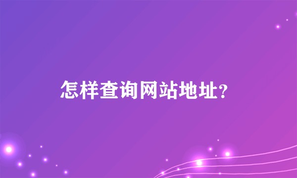 怎样查询网站地址？