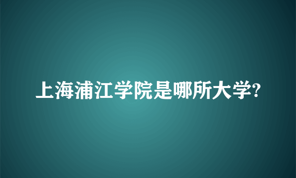 上海浦江学院是哪所大学?