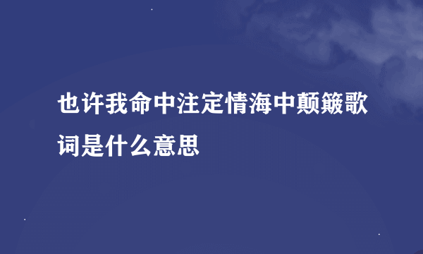 也许我命中注定情海中颠簸歌词是什么意思