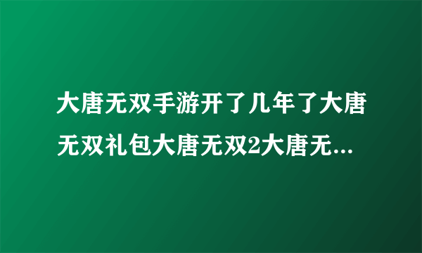 大唐无双手游开了几年了大唐无双礼包大唐无双2大唐无双17173礼包解读攻略