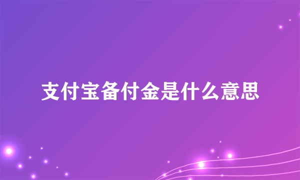 支付宝备付金是什么意思