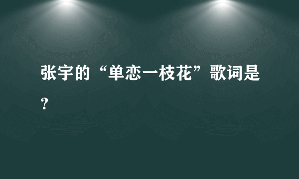 张宇的“单恋一枝花”歌词是？