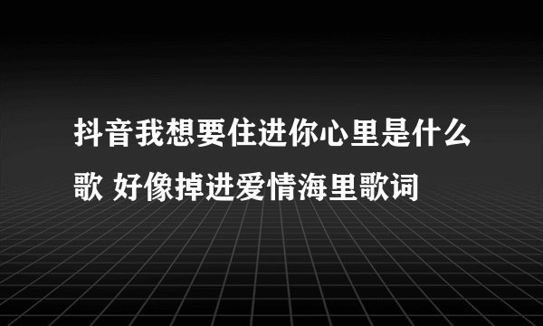 抖音我想要住进你心里是什么歌 好像掉进爱情海里歌词