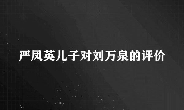 严凤英儿子对刘万泉的评价