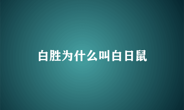 白胜为什么叫白日鼠