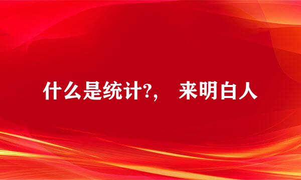 什么是统计?, 来明白人