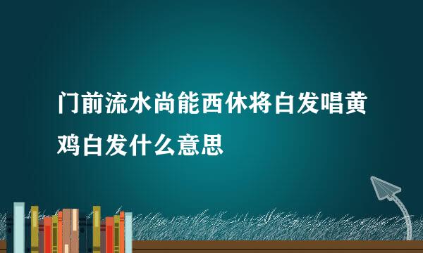 门前流水尚能西休将白发唱黄鸡白发什么意思