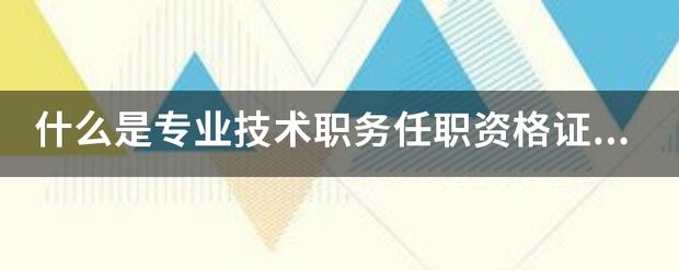 什么蒸款全轻皇是专业技术职务任职资格证书？