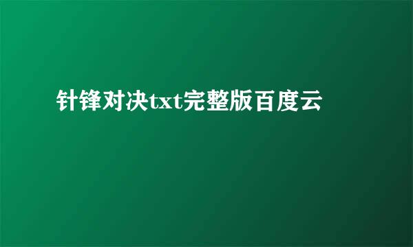 针锋对决txt完整版百度云